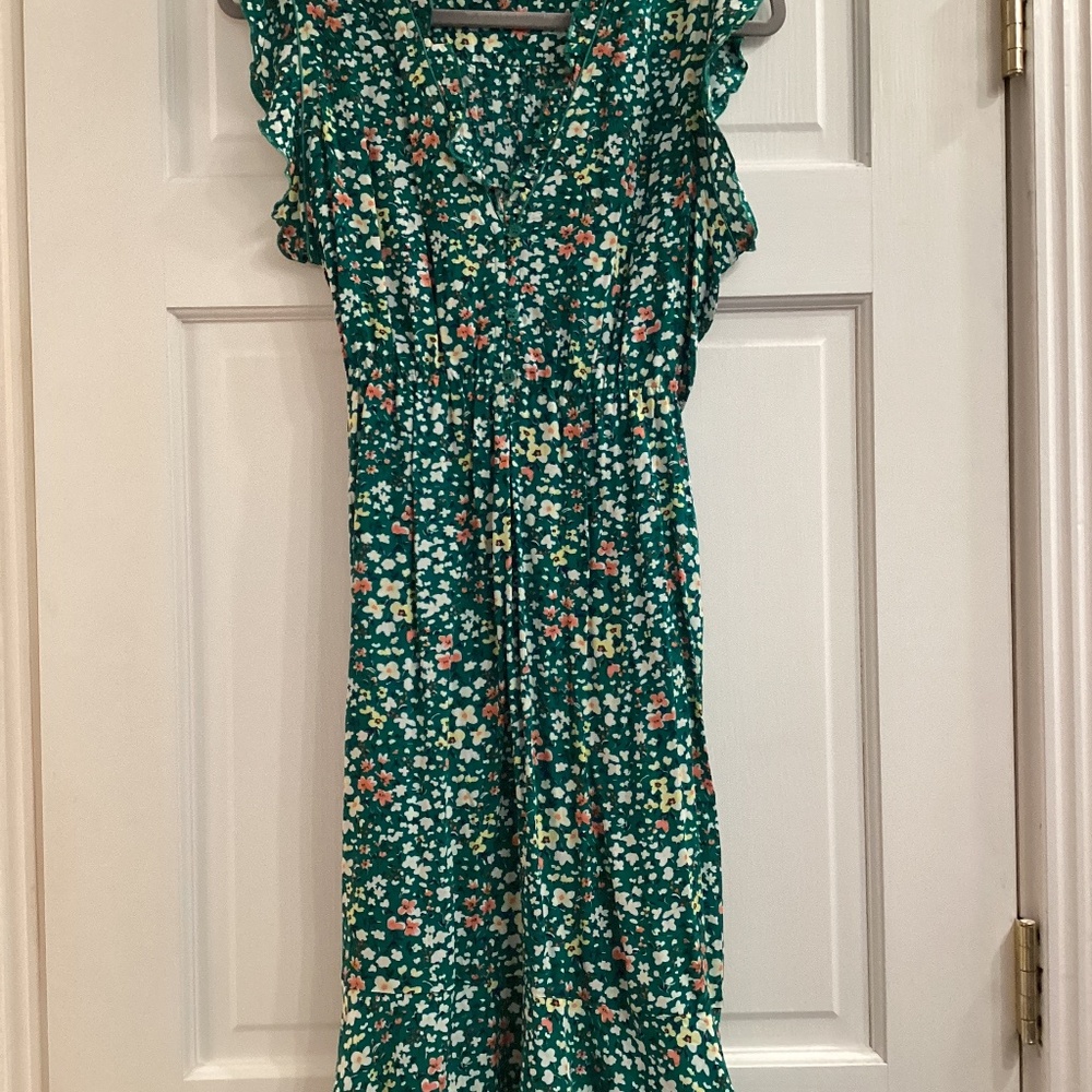 Apricot of England summer floral print v neck dress size Large